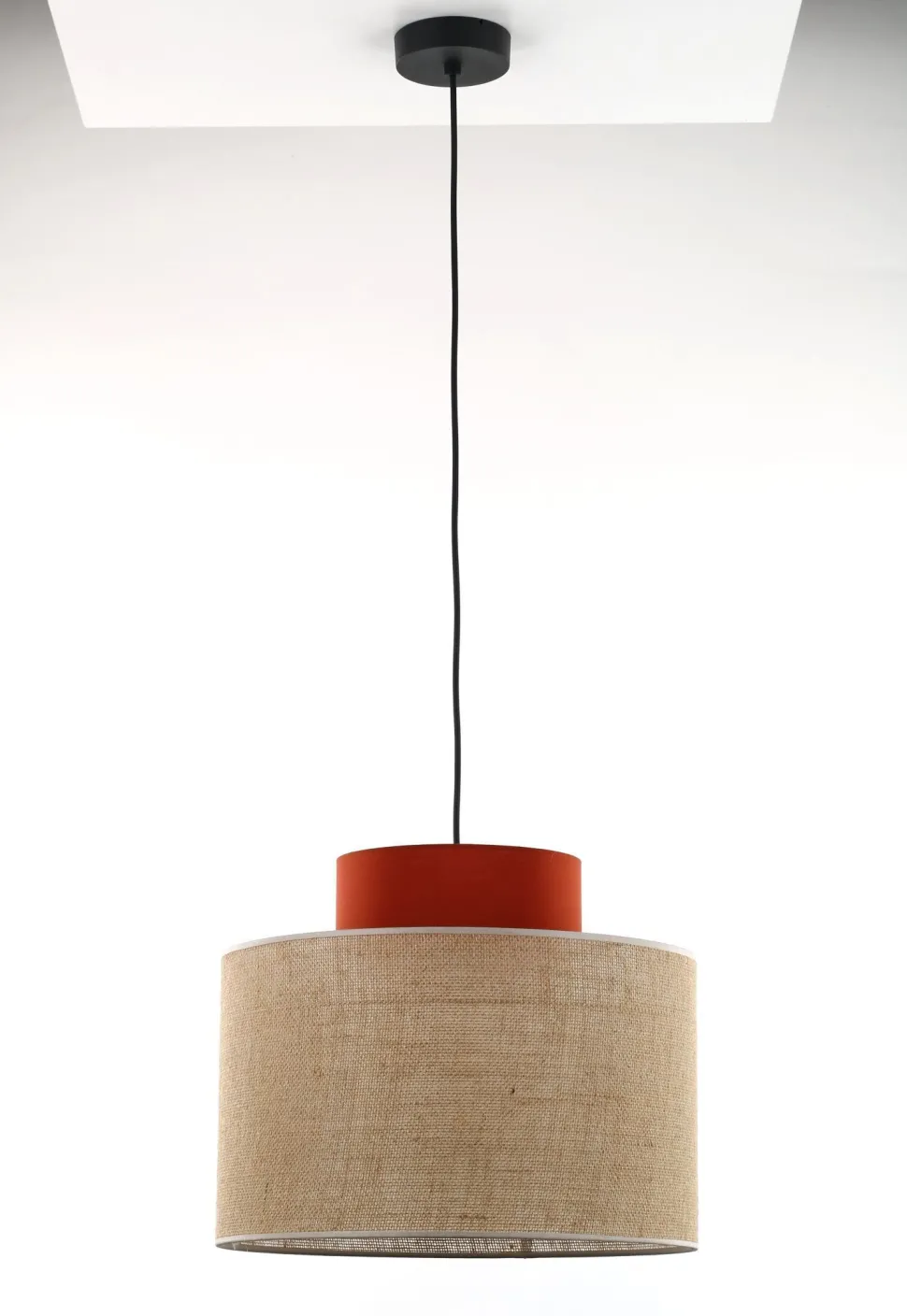 Hängelampe rund Ø 20 cm H: max. 170 cm E27 Jute Stoff