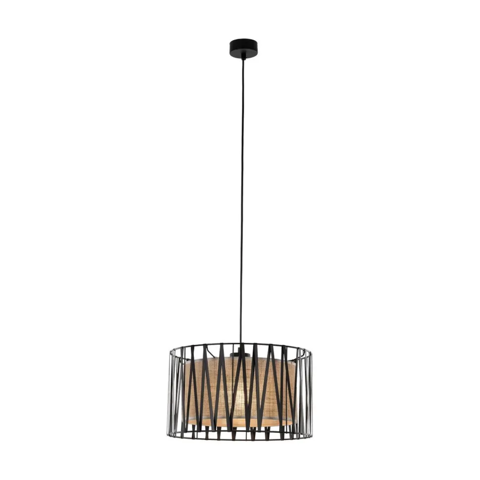 Hängelampe rund Ø 40 cm H: max. 165 cm Schwarz Braun