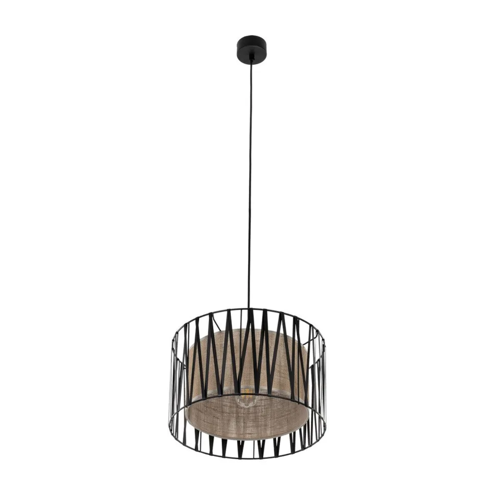 Hängelampe rund Ø 40 cm H: max. 165 cm Schwarz Braun