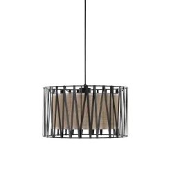 Hängelampe rund Ø 40 cm H: max. 165 cm Schwarz Braun