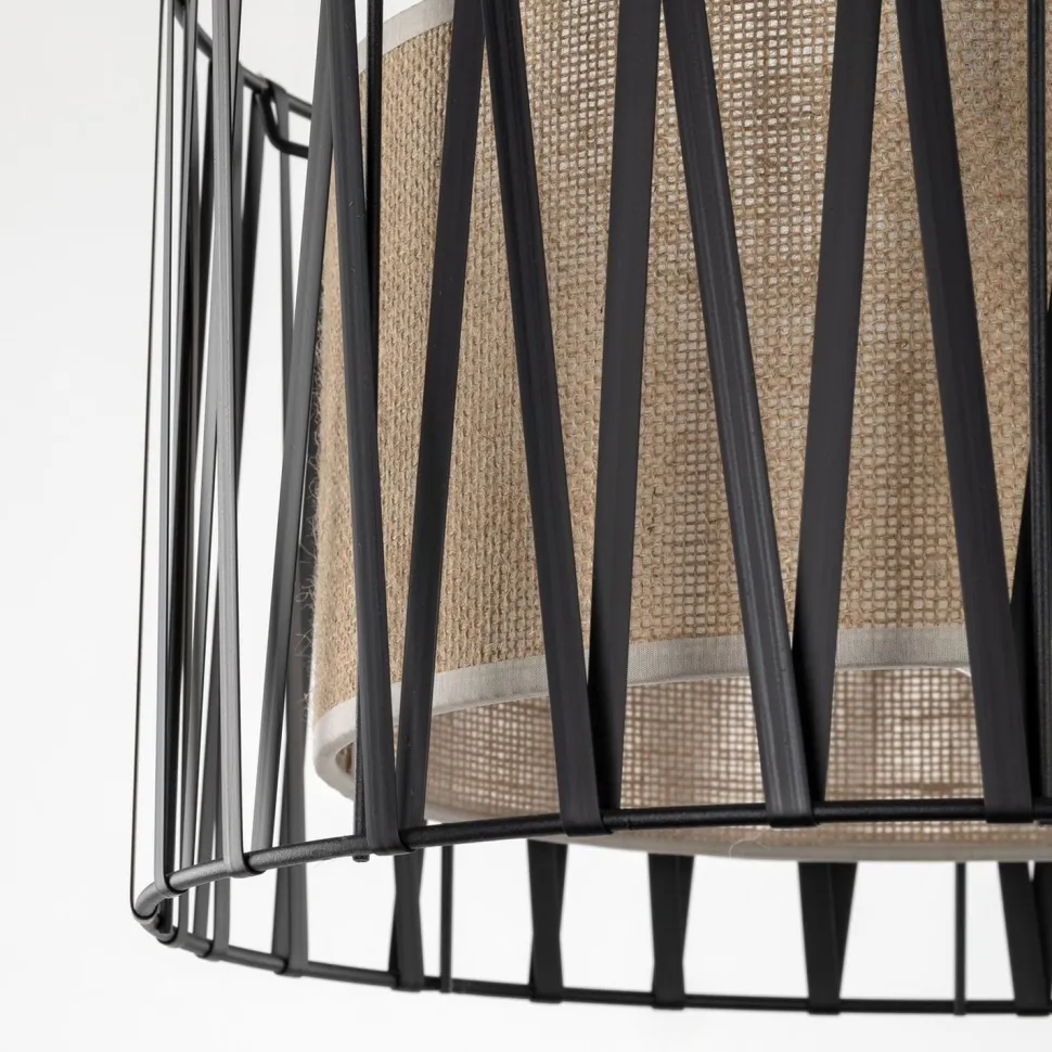 Hängelampe rund Ø 40 cm H: max. 165 cm Schwarz Braun