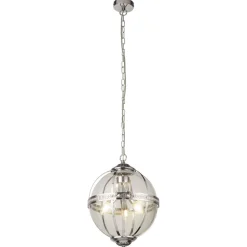 Hängelampe rund Ø 32 cm Jugendstil Kugel Schirm Chrom Klar