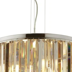 Hängelampe rund Ø 60 cm Kristall Glas Metall 5x E14