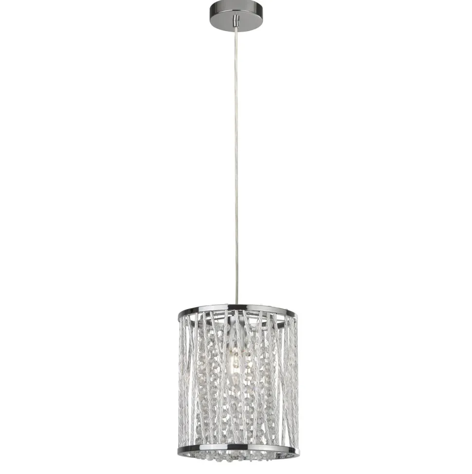 Hängelampe rund Ø 21 cm Kristall E27 Chrom Klar