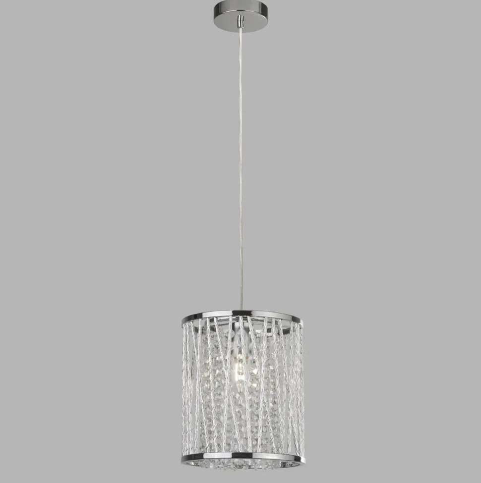 Hängelampe rund Ø 21 cm Kristall E27 Chrom Klar