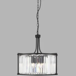 Hängelampe rund Ø 50 cm Kristall Art Déco Schwarz Klar