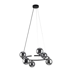 Hängelampe rund Ø 62 cm Metall Rauchglas 6x G9 BRENDAN