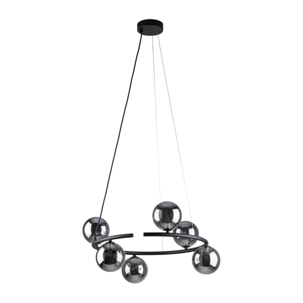 Hängelampe rund Ø 62 cm Metall Rauchglas 6x G9 BRENDAN