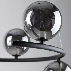 Hängelampe rund Ø 62 cm Metall Rauchglas 6x G9 BRENDAN