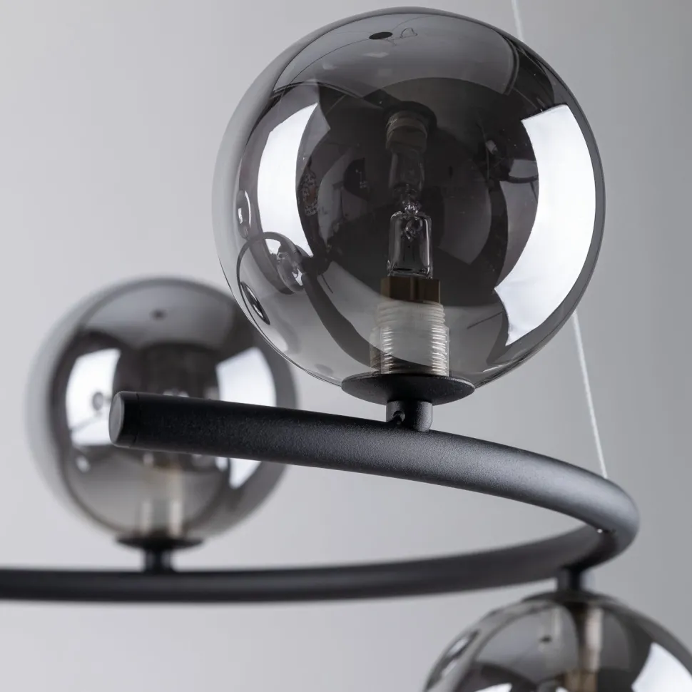 Hängelampe rund Ø 62 cm Metall Rauchglas 6x G9 BRENDAN