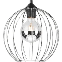 Hängelampe rund Ø 24 cm Metall Draht Schwarz Chrom KARNA