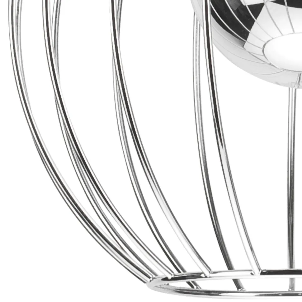 Hängelampe rund Ø 24 cm Metall Draht Schwarz Chrom KARNA