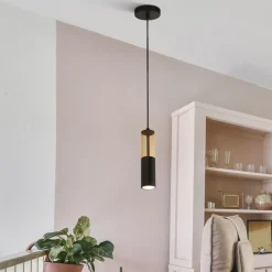 Hängelampe rund Ø 10 cm schmal GU10 Schwarz Bernstein