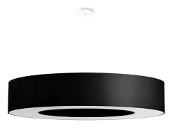 Hängelampe rund Ø 90 cm Schwarz Stoff Schirm 8x E27