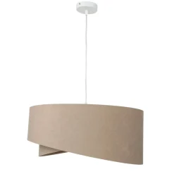 Hängelampe rund Beige Gold Ø50cm Esstisch Stoff