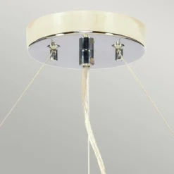 Hängelampe rund Ø66cm in Creme Chrom Stoffschirm