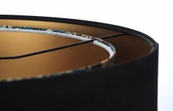 Hängelampe rund D: 50 cm E27 Stoffschirm Schwarz Bunt Gold