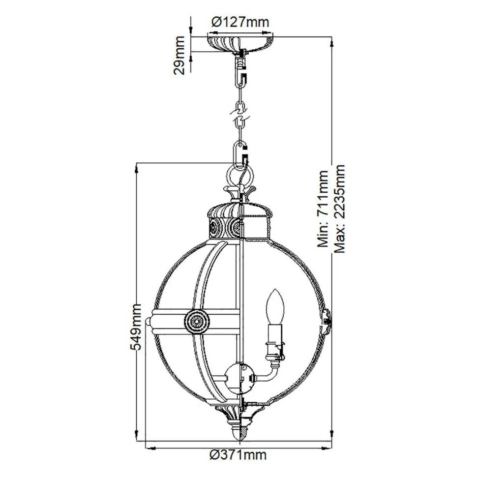 Hängelampe rund D: 37,1 cm Kugelschirm in Messing