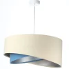 Hängelampe rund D: 50 cm Stoff Creme Blau Silber E27 Modern