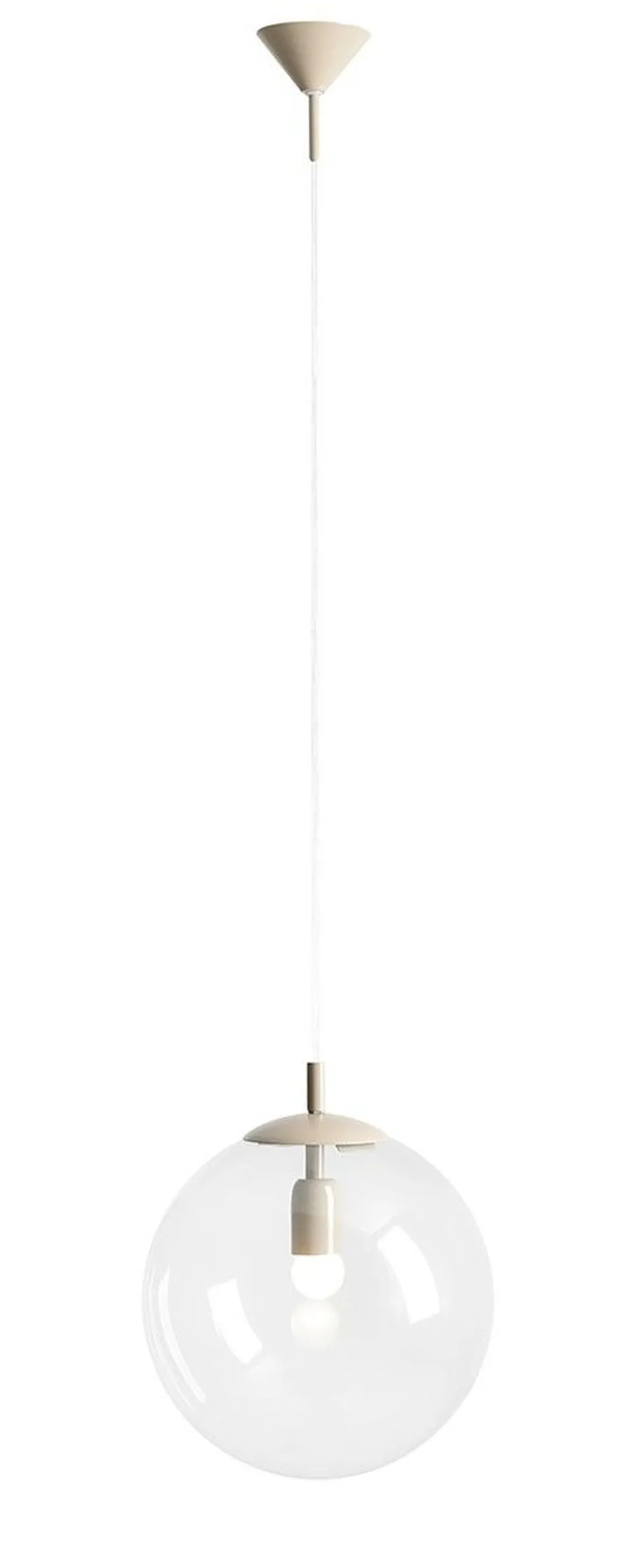 Hängelampe rund Metall Beige Glaskugel 30 cm dekorativ