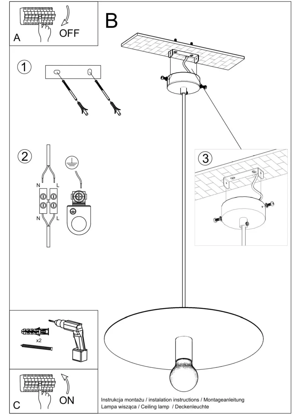 Hängelampe rund Schwarz Metall Ø 40 cm Modern E27