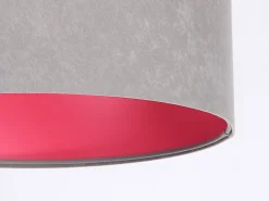 Hängelampe Schirm Grau Pink Stoff Retro Esszimmer