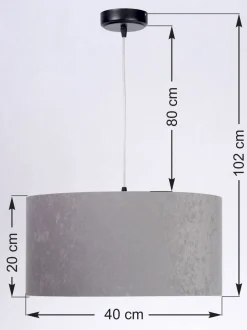 Hängelampe Schirm Grau Pink Stoff Retro Esszimmer