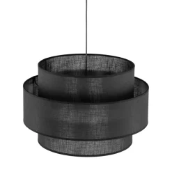 Hängelampe Schwarz Ø 50 cm H: max. 160 cm Stoff Metall E27