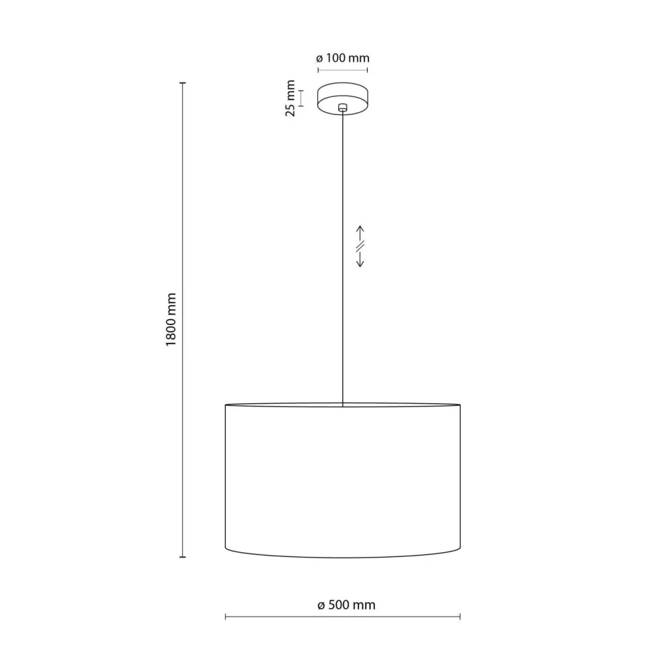 Hängelampe Schwarz Ø 50 cm H: max. 180 cm E27 Stoff