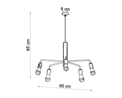 Hängelampe Schwarz Ø 60 cm Retro 5-flammig E27