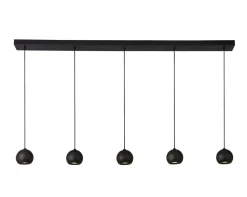 Hängelampe Schwarz 160 cm lang H: max. 2 m 5-flammig GU10