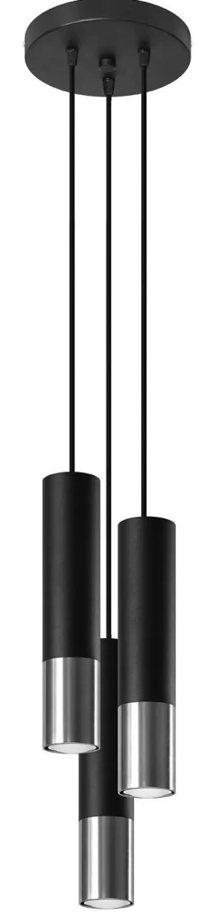 Hängelampe Schwarz Chrom 3-flammig verstellbar GU10