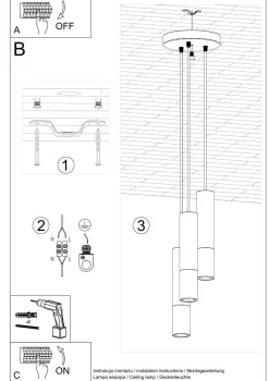 Hängelampe Schwarz Chrom 3-flammig verstellbar GU10