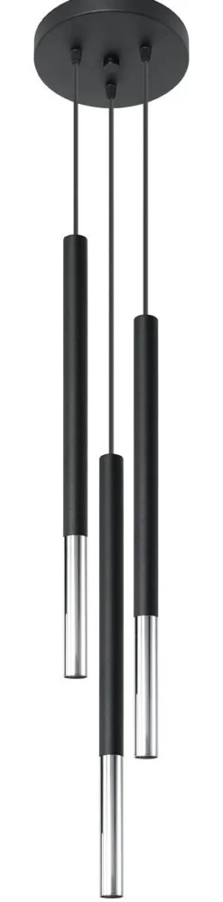 Hängelampe Schwarz Chrom 3-flammig Metall verstellbar