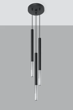 Hängelampe Schwarz Chrom 3-flammig Metall verstellbar