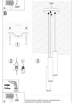 Hängelampe Schwarz 3-flammig Ø 20 cm Metall GU10