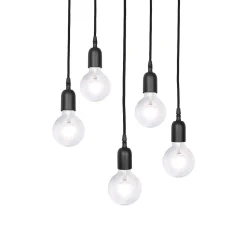 Hängelampe Schwarz 5-flammig E27 Ø 40 cm Messing Eisen