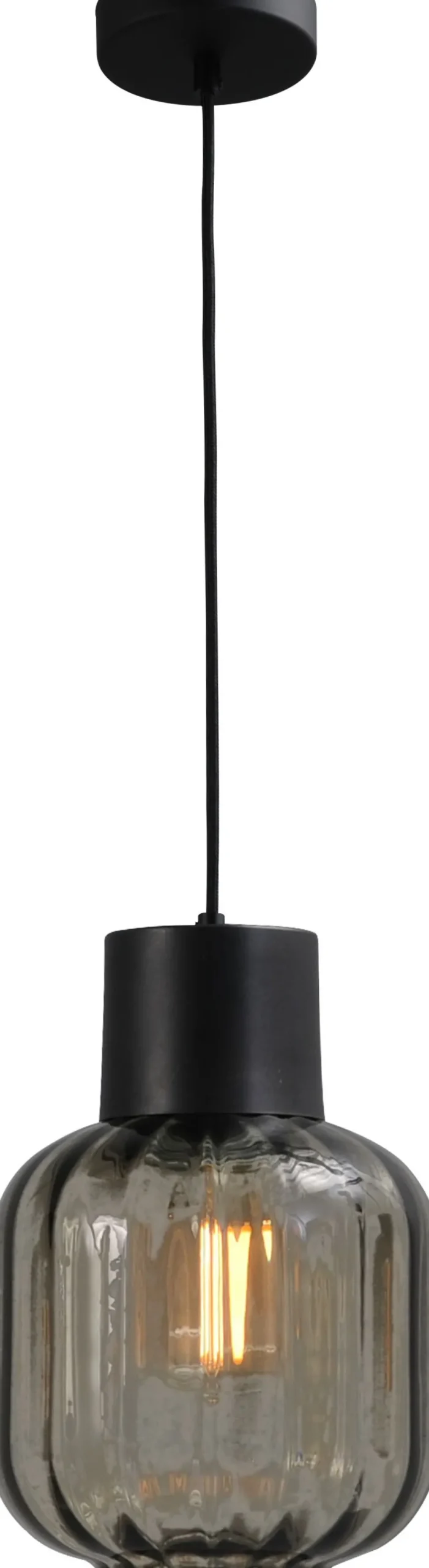 Hängelampe Schwarz Glas Metall E27 verstellbar ELYA