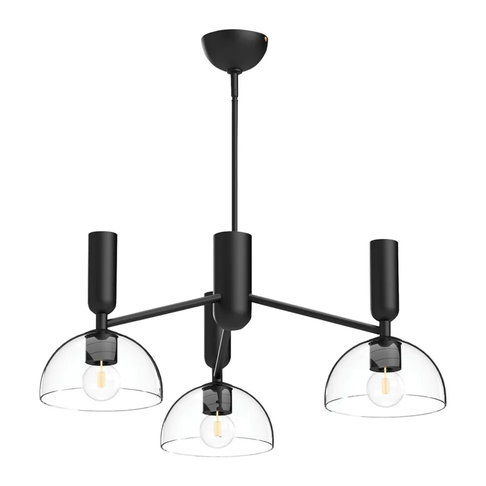 Hängelampe Schwarz Glas Metall E27 96,8 cm breit Retro