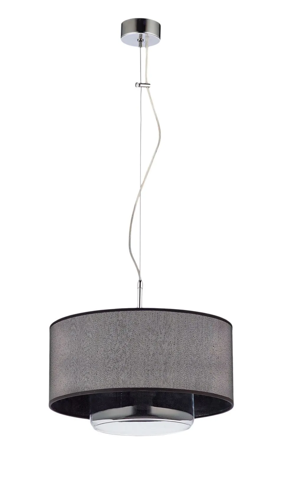 Hängelampe Schwarz Glas Stoff Ø35cm Esstisch