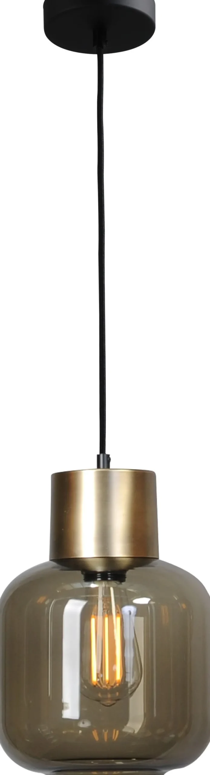 Hängelampe Schwarz Gold Ø 20 cm Glas Metall Esstisch