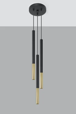 Hängelampe Schwarz Gold 3-flammig G9 Ø 20 cm Metall