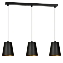 Hängelampe Schwarz Gold 3-flammig höhenverstellbar