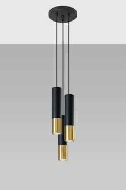 Hängelampe Schwarz Gold 3-flammig GU10 Metall