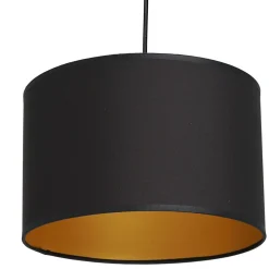Hängelampe Schwarz Gold Stoff Metall L:75 cm blendarm