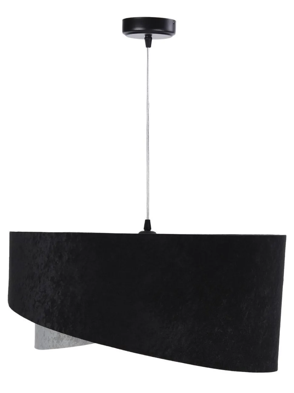 Hängelampe Schwarz Grau E27 rund Ø 50 cm Stoff Velours Optik