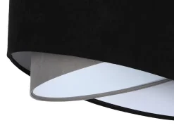 Hängelampe Schwarz Grau E27 rund Ø 50 cm Stoff Velours Optik