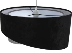 Hängelampe Schwarz Grau E27 rund Ø 50 cm Stoff Velours Optik