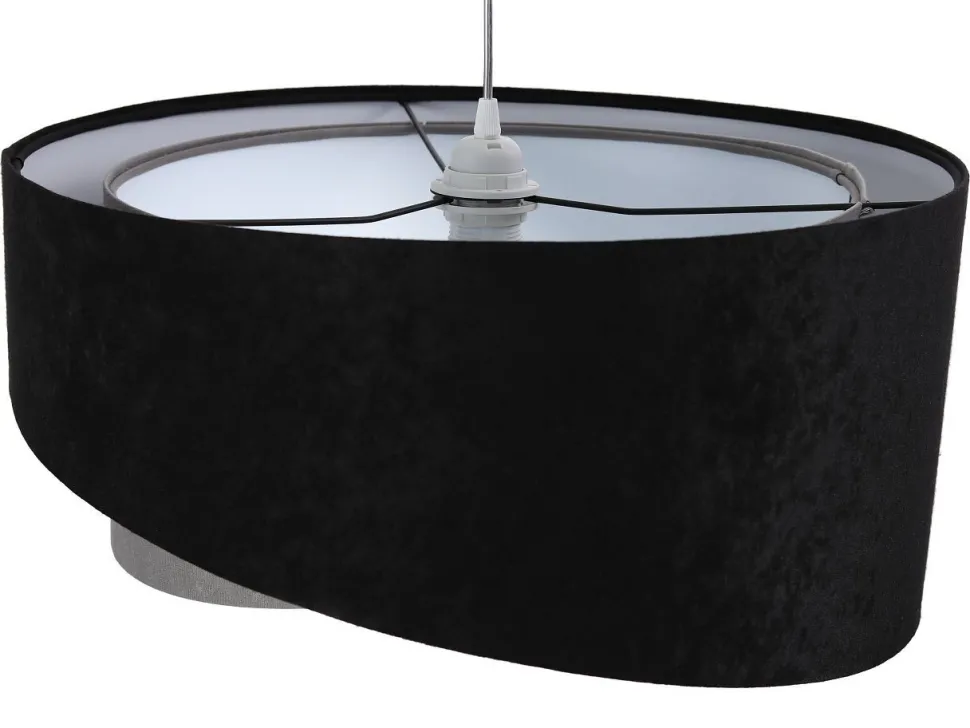 Hängelampe Schwarz Grau E27 rund Ø 50 cm Stoff Velours Optik