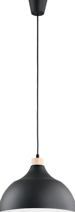 Hängelampe Schwarz Holz-Deko ∅33cm Esszimmer rund